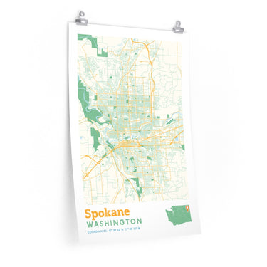 Spokane Washington City Street Map Poster-Allegiant Goods Co. Vintage Sports Apparel