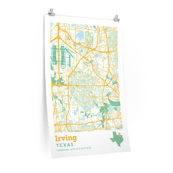Irving Texas City Street Map Poster-Allegiant Goods Co. Vintage Sports Apparel