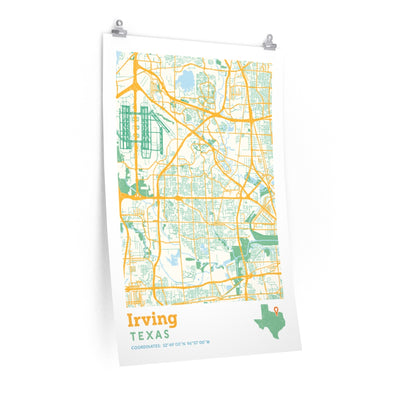 Irving Texas City Street Map Poster-24″ × 36″-Allegiant Goods Co. Vintage Sports Apparel