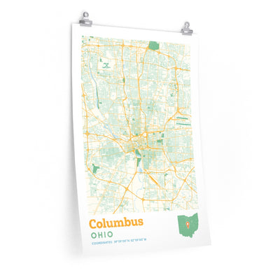 Columbus Ohio City Street Map Poster-20″ × 30″-Allegiant Goods Co. Vintage Sports Apparel