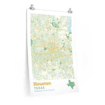 Houston Texas City Street Map Poster-20″ × 30″-Allegiant Goods Co. Vintage Sports Apparel