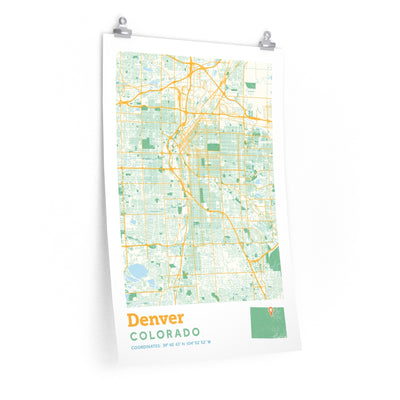 Denver Colorado City Street Map Poster-20″ × 30″-Allegiant Goods Co. Vintage Sports Apparel