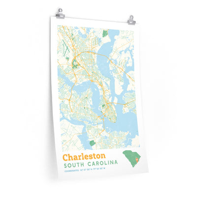 Charleston South Carolina City Street Map Poster-20″ × 30″-Allegiant Goods Co. Vintage Sports Apparel