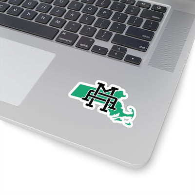 Massachusetts Home State Sticker (Black & Green)-3x3"-Allegiant Goods Co. Vintage Sports Apparel