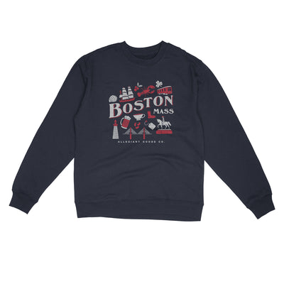 Boston Things Midweight Crewneck Sweatshirt-Classic Navy-Allegiant Goods Co. Vintage Sports Apparel