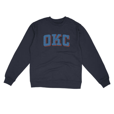 Okc Varsity Midweight Crewneck Sweatshirt-Classic Navy-Allegiant Goods Co. Vintage Sports Apparel