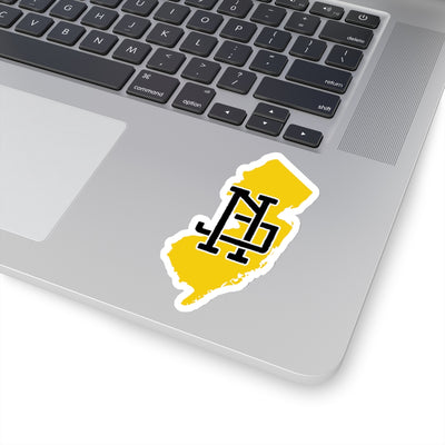 New Jersey Home State Sticker (Yellow & Black)-4x4"-Allegiant Goods Co. Vintage Sports Apparel