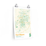 Fort Wayne Indiana City Street Map Poster-Allegiant Goods Co. Vintage Sports Apparel