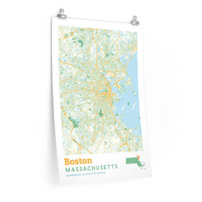 Boston Massachusetts City Street Map Poster-20″ × 30″-Allegiant Goods Co. Vintage Sports Apparel