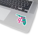 Florida Home State Sticker (Pink & Teal)-3x3"-Allegiant Goods Co. Vintage Sports Apparel