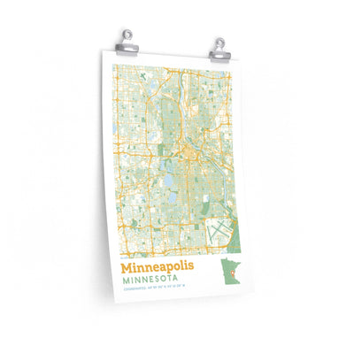 Minneapolis Minnesota City Street Map Poster-12″ × 18″-Allegiant Goods Co. Vintage Sports Apparel