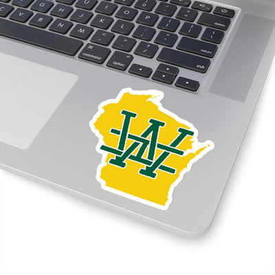 Wisconsin Home State Sticker (Green & Yellow)-4x4"-Allegiant Goods Co. Vintage Sports Apparel