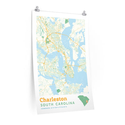 Charleston South Carolina City Street Map Poster-24″ × 36″-Allegiant Goods Co. Vintage Sports Apparel