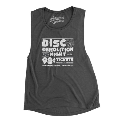 Disco Demolition Night Women's Flowey Scoopneck Muscle Tank-Dark Grey Heather-Allegiant Goods Co. Vintage Sports Apparel