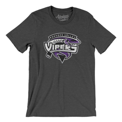 Roanoke Valley Vipers Men/Unisex T-Shirt-Dark Grey Heather-Allegiant Goods Co. Vintage Sports Apparel