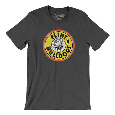 Flint Bulldogs Hockey Men/Unisex T-Shirt-Dark Grey Heather-Allegiant Goods Co. Vintage Sports Apparel