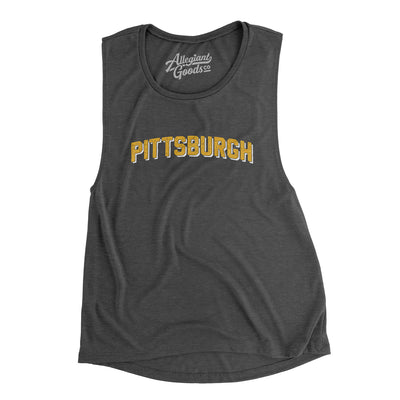 Pittsburgh Varsity Women's Flowey Scoopneck Muscle Tank-Dark Grey Heather-Allegiant Goods Co. Vintage Sports Apparel