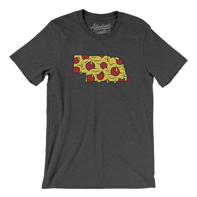 Nebraska Pizza State Men/Unisex T-Shirt-Dark Grey Heather-Allegiant Goods Co. Vintage Sports Apparel