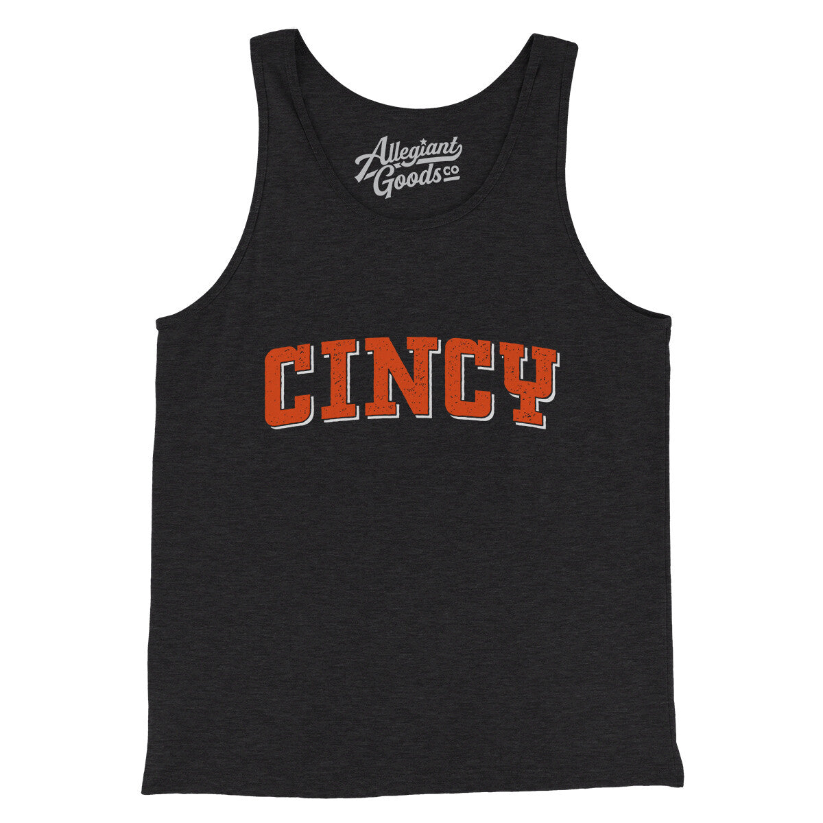 Cincy Varsity Men/Unisex Tank Top-Dark Grey Heather-Allegiant Goods Co. Vintage Sports Apparel
