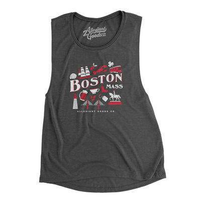 Boston Things Women's Flowey Scoopneck Muscle Tank-Dark Grey Heather-Allegiant Goods Co. Vintage Sports Apparel