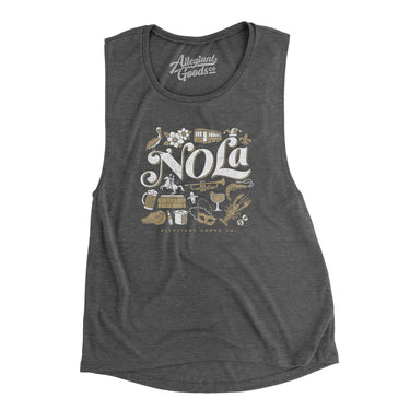 Nola Things Women's Flowey Scoopneck Muscle Tank-Dark Grey Heather-Allegiant Goods Co. Vintage Sports Apparel