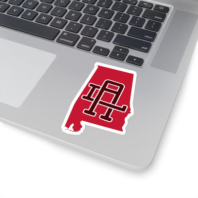 Alabama Home State Sticker (Crimson & White)-4x4"-Allegiant Goods Co. Vintage Sports Apparel