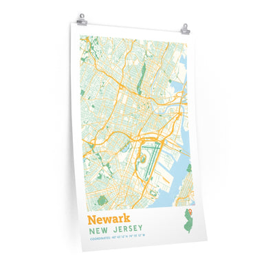 Newark New Jersey City Street Map Poster-24″ × 36″-Allegiant Goods Co. Vintage Sports Apparel