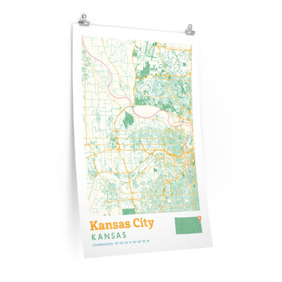 Kansas City Kansas City Street Map Poster-24″ × 36″-Allegiant Goods Co. Vintage Sports Apparel
