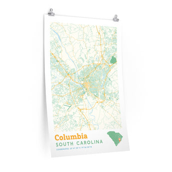 Columbia South Carolina City Street Map Poster-Allegiant Goods Co. Vintage Sports Apparel