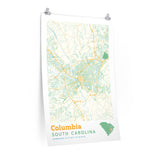 Columbia South Carolina City Street Map Poster-Allegiant Goods Co. Vintage Sports Apparel