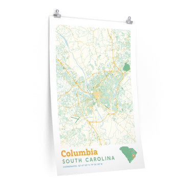 Columbia South Carolina City Street Map Poster-Allegiant Goods Co. Vintage Sports Apparel