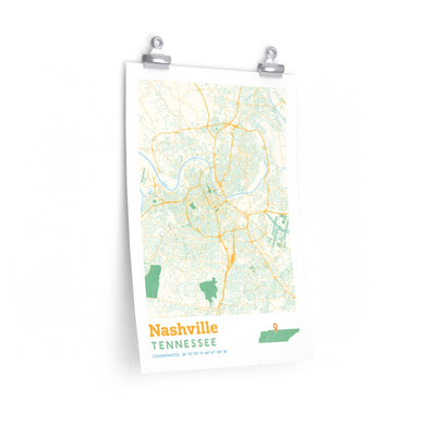 Nashville Tennessee City Street Map Poster-12″ × 18″-Allegiant Goods Co. Vintage Sports Apparel