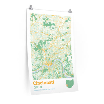 Cincinnati Ohio City Street Map Poster-Allegiant Goods Co. Vintage Sports Apparel