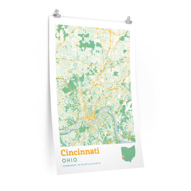 Cincinnati Ohio City Street Map Poster-Allegiant Goods Co. Vintage Sports Apparel