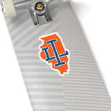 Illinois Home State Sticker (Orange & Royal Blue)-6x6"-Allegiant Goods Co. Vintage Sports Apparel