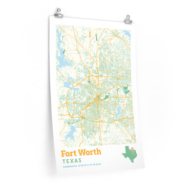 Fort Worth Texas City Street Map Poster-Allegiant Goods Co. Vintage Sports Apparel