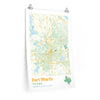 Fort Worth Texas City Street Map Poster-20″ × 30″-Allegiant Goods Co. Vintage Sports Apparel