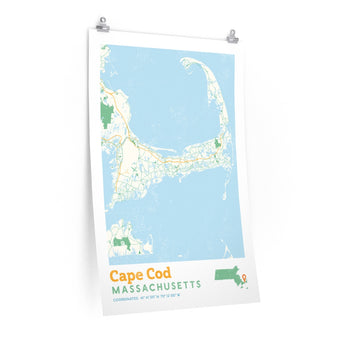 Cape Cod Massachusetts City Street Map Poster-Allegiant Goods Co. Vintage Sports Apparel