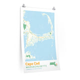 Cape Cod Massachusetts City Street Map Poster-Allegiant Goods Co. Vintage Sports Apparel