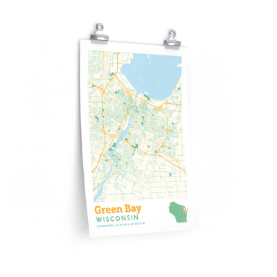 Green Bay Wisconsin City Street Map Poster-12″ × 18″-Allegiant Goods Co. Vintage Sports Apparel