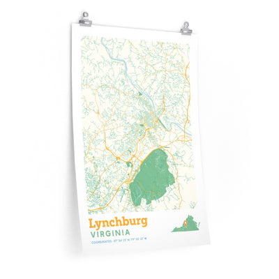 Lynchburg Virginia City Street Map Poster-20″ × 30″-Allegiant Goods Co. Vintage Sports Apparel