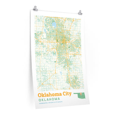 Oklahoma City Oklahoma City Street Map Poster-24″ × 36″-Allegiant Goods Co. Vintage Sports Apparel