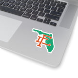 Florida Home State Sticker (Green & Orange)-3x3"-Allegiant Goods Co. Vintage Sports Apparel