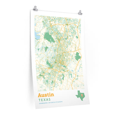 Austin Texas City Street Map Poster-24″ × 36″-Allegiant Goods Co. Vintage Sports Apparel