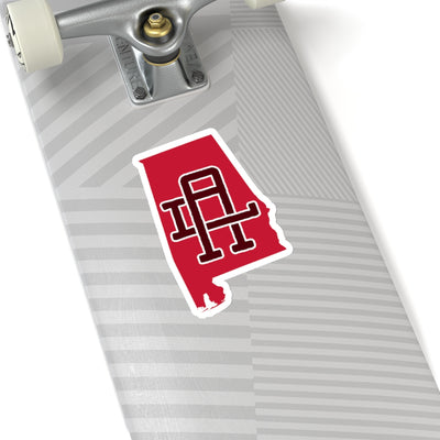 Alabama Home State Sticker (Crimson & White)-6x6"-Allegiant Goods Co. Vintage Sports Apparel