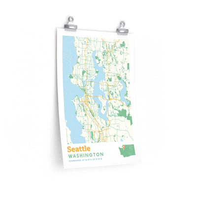 Seattle Washington City Street Map Poster-12″ × 18″-Allegiant Goods Co. Vintage Sports Apparel