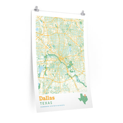 Dallas Texas City Street Map Poster-24″ × 36″-Allegiant Goods Co. Vintage Sports Apparel