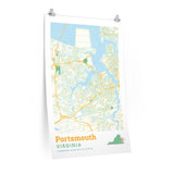 Portsmouth Virginia City Street Map Poster-Allegiant Goods Co. Vintage Sports Apparel