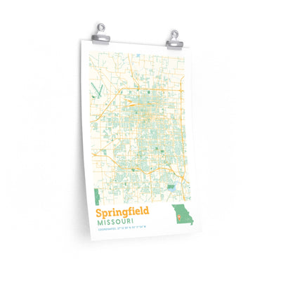 Springfield Missouri City Street Map Poster-12″ × 18″-Allegiant Goods Co. Vintage Sports Apparel