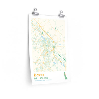 Dover Delaware Street Map Poster-12″ × 18″-Allegiant Goods Co. Vintage Sports Apparel